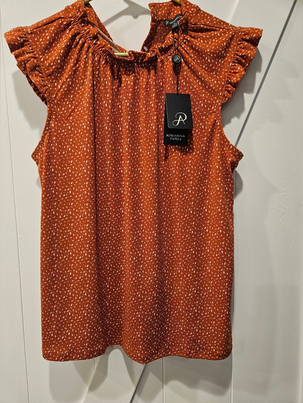 NWT Adrianna Papell Ruffle Mock Neck Tank